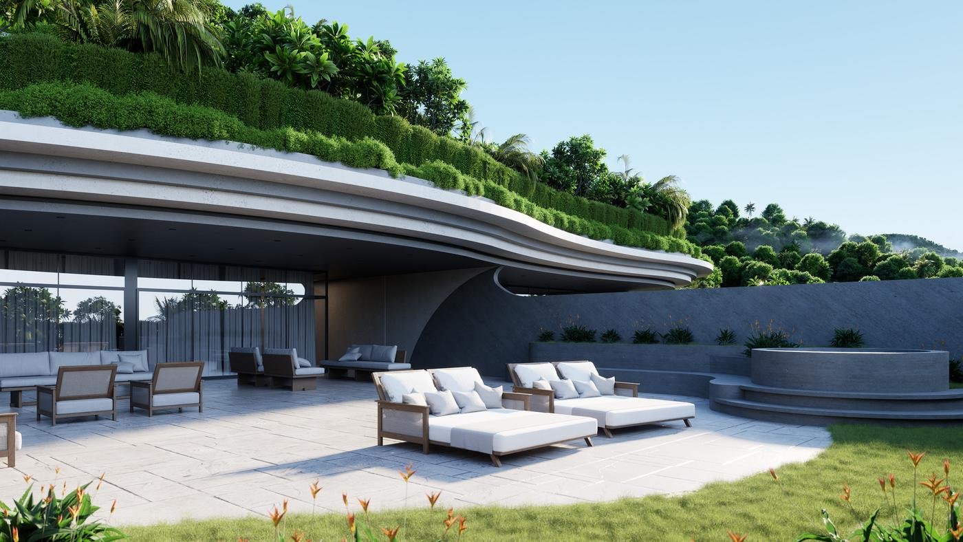 Terrace lounge and garden edge