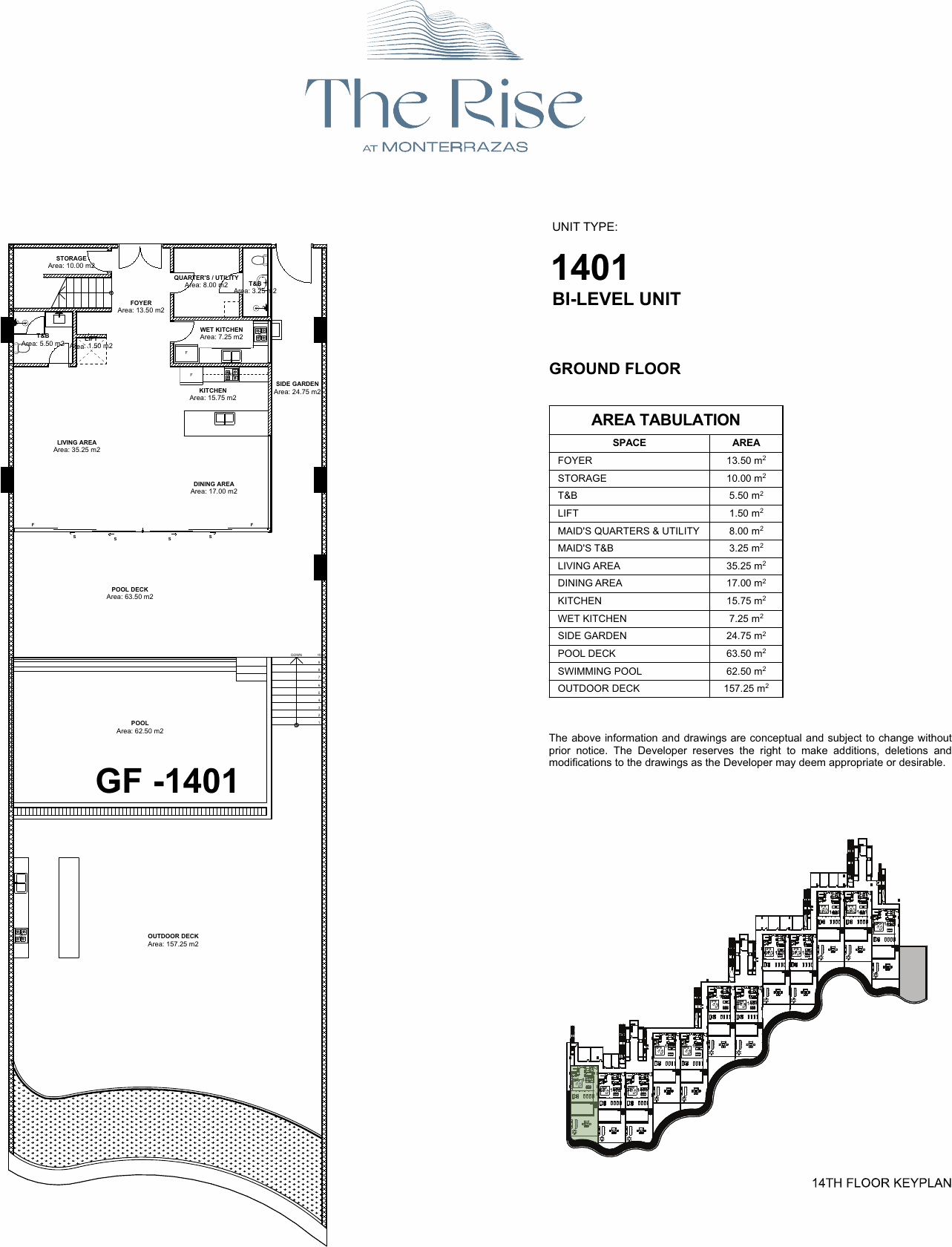 Floor plan, unit 1401, ground floor